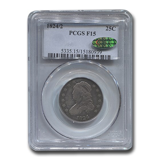 1824/2 Capped Bust Quarter Fine-15 PCGS CAC 1824/2 Capped Bust Quarter Fine-15 PCGS CAC
